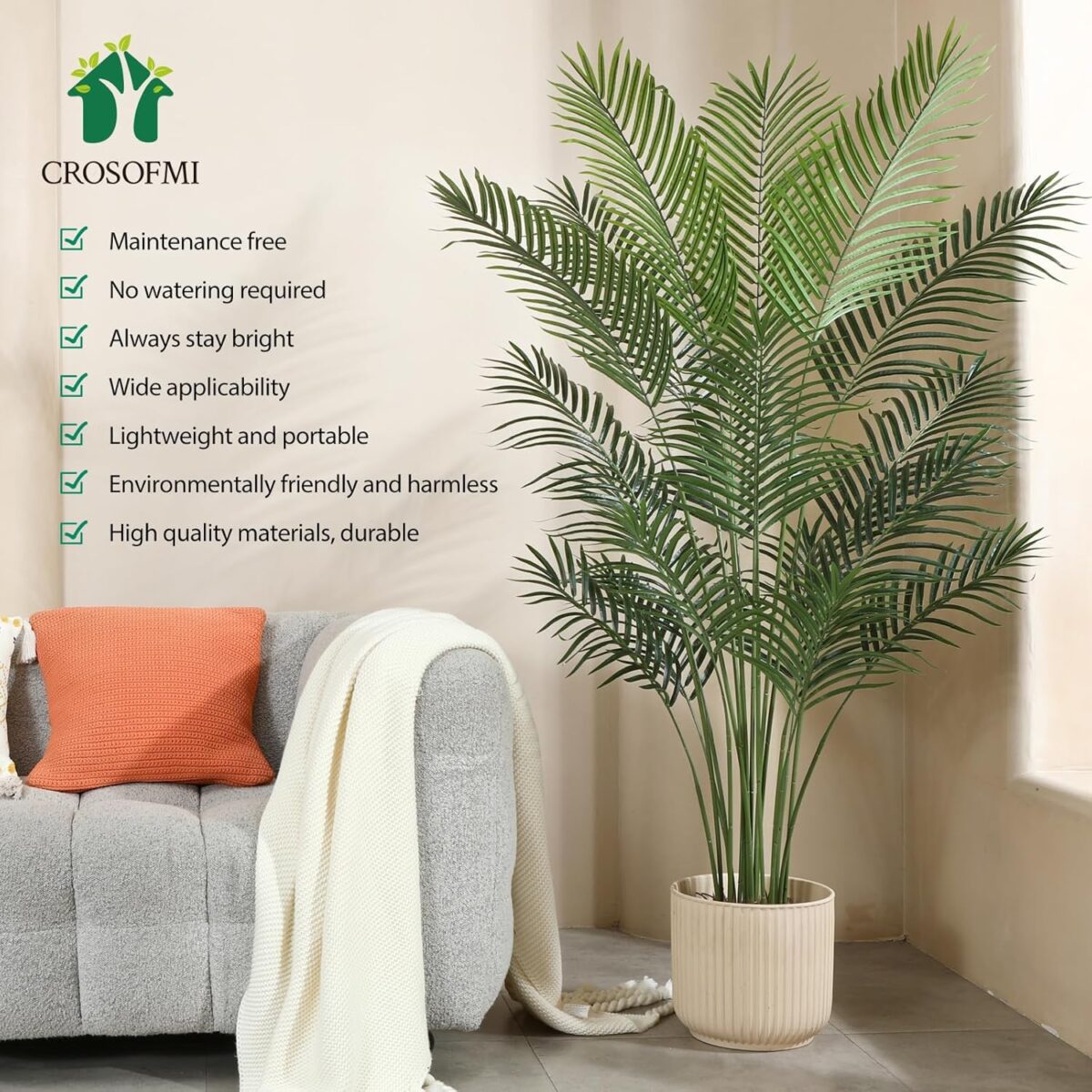 CROSOFMI Artificial Areca Palm Tree 170CM - Image 6
