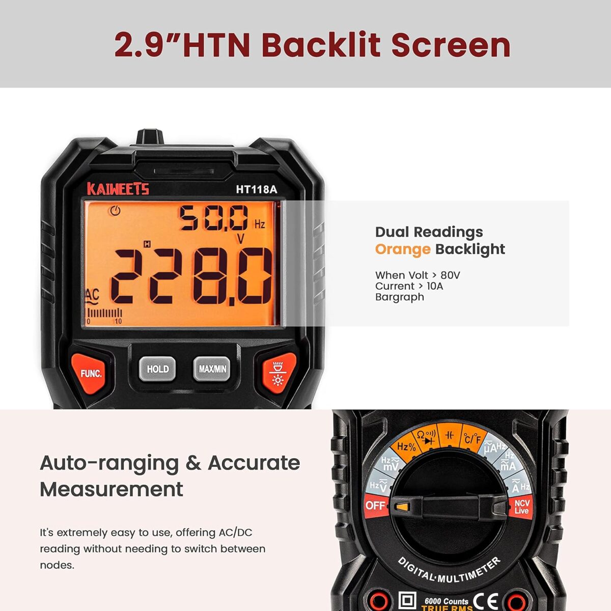 KAIWEETS Digital Multimeter – Precision & Safety for Professionals - Image 3