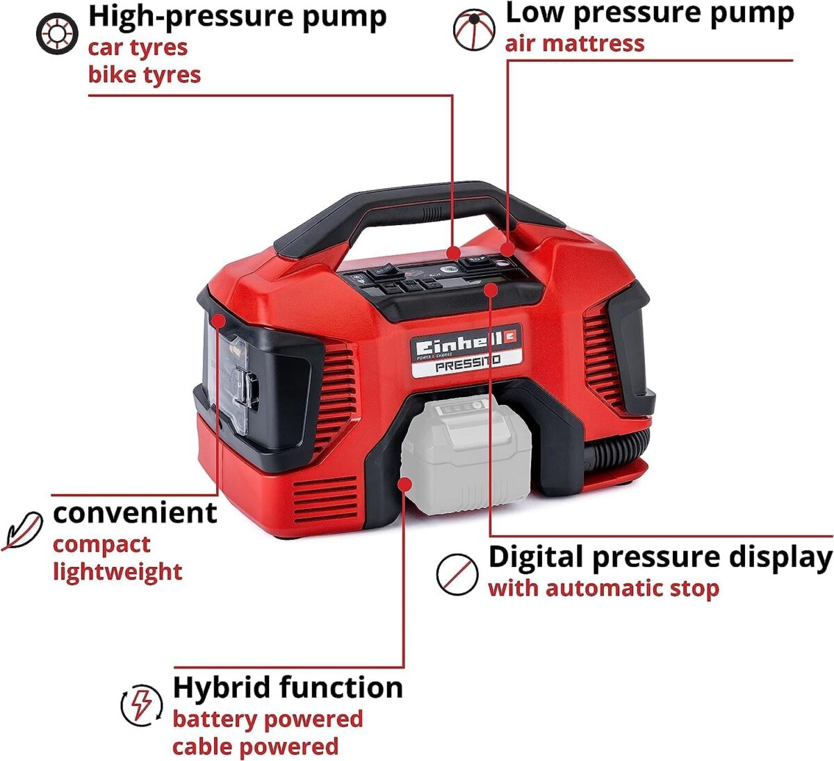 Einhell Pressito Power X-Change Hybrid Compressor - Image 3