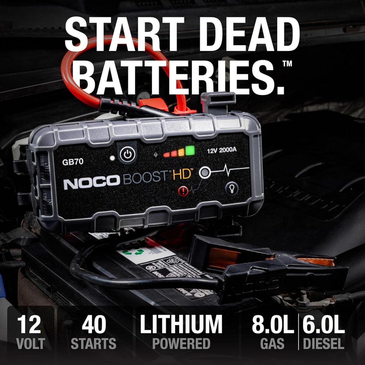 NOCO Boost HD GB70 | 2000A UltraSafe Car Jump Starter - Image 2