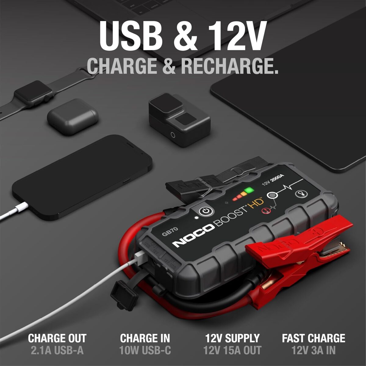 NOCO Boost HD GB70 | 2000A UltraSafe Car Jump Starter - Image 4