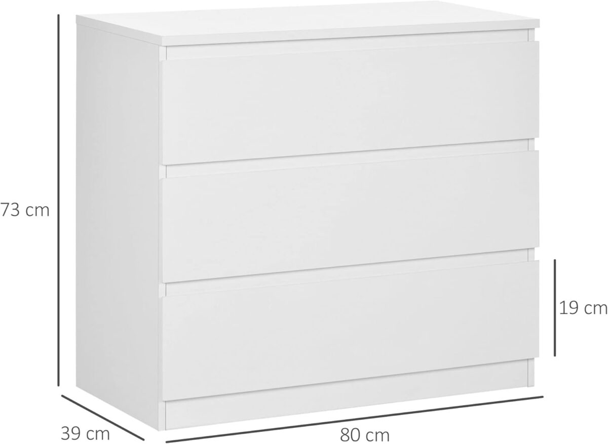 HOMCOM 3-Drawer Chest | Sleek & Sturdy Storage Solution - Image 3