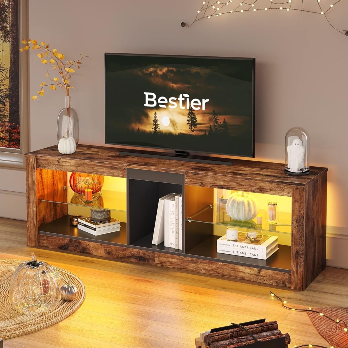 Bestier 140CM LED TV Stand Cabinet