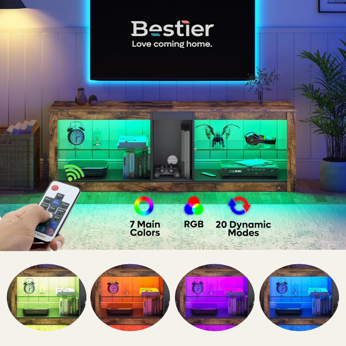 Bestier 140CM LED TV Stand Cabinet - Image 4