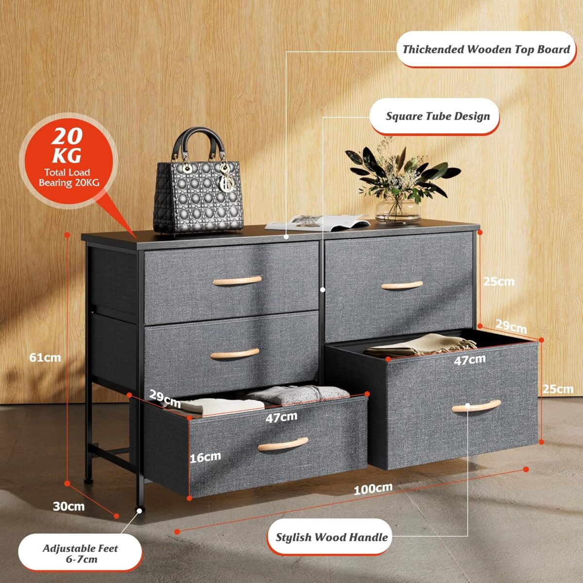 Nicehill 5-Drawer Storage Dresser - Image 2