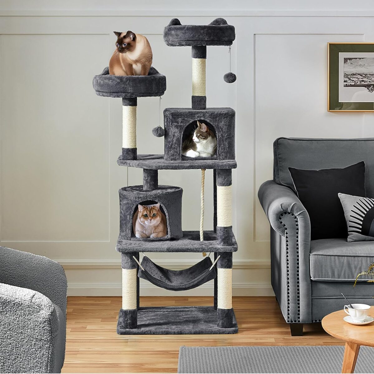 Yaheetech 158cm Multi-Level Cat Tree Tower - Image 2