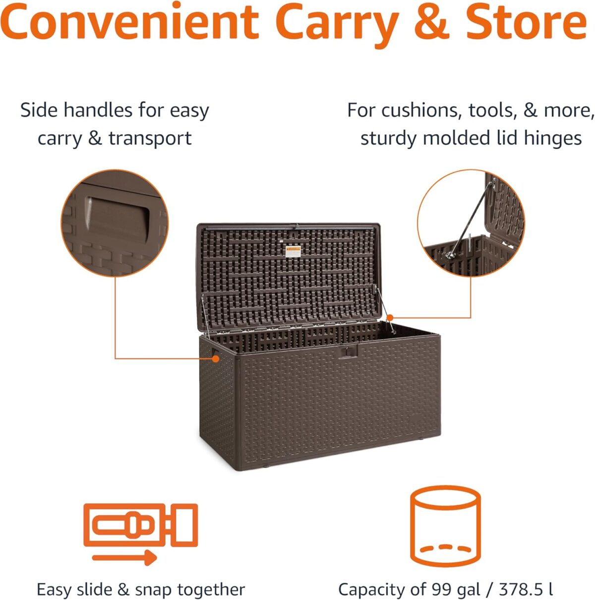 375L Outdoor Resin Deck/Storage Box - Image 2