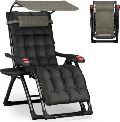 Ultimate Comfort Zero Gravity Recliner with Adjustable Canopy