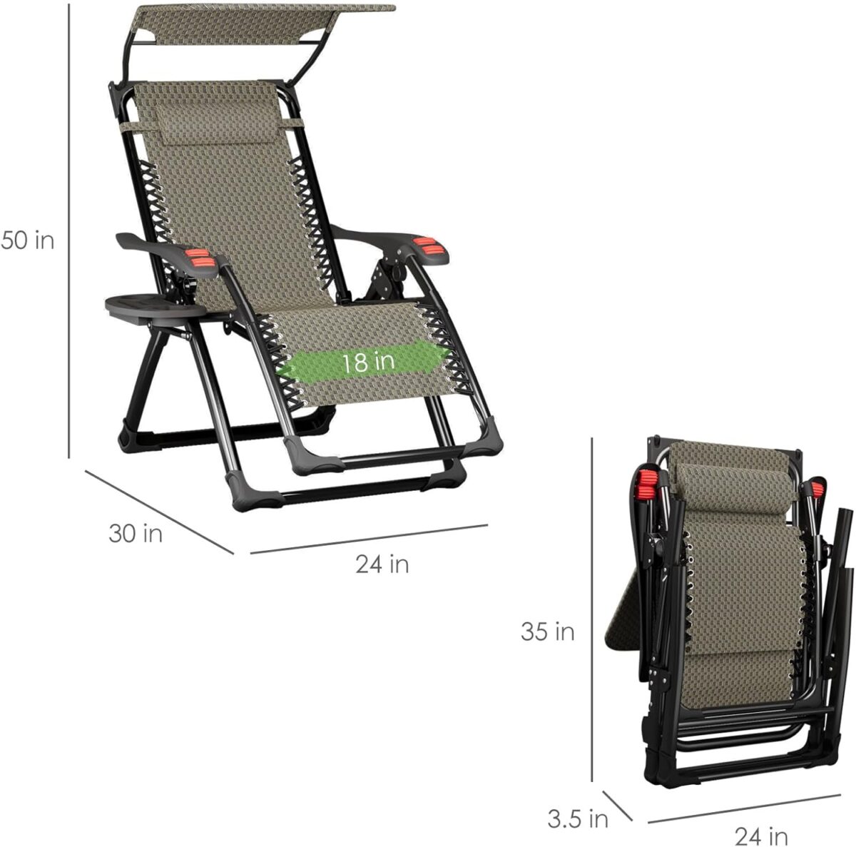 Ultimate Comfort Zero Gravity Recliner with Adjustable Canopy - Image 2