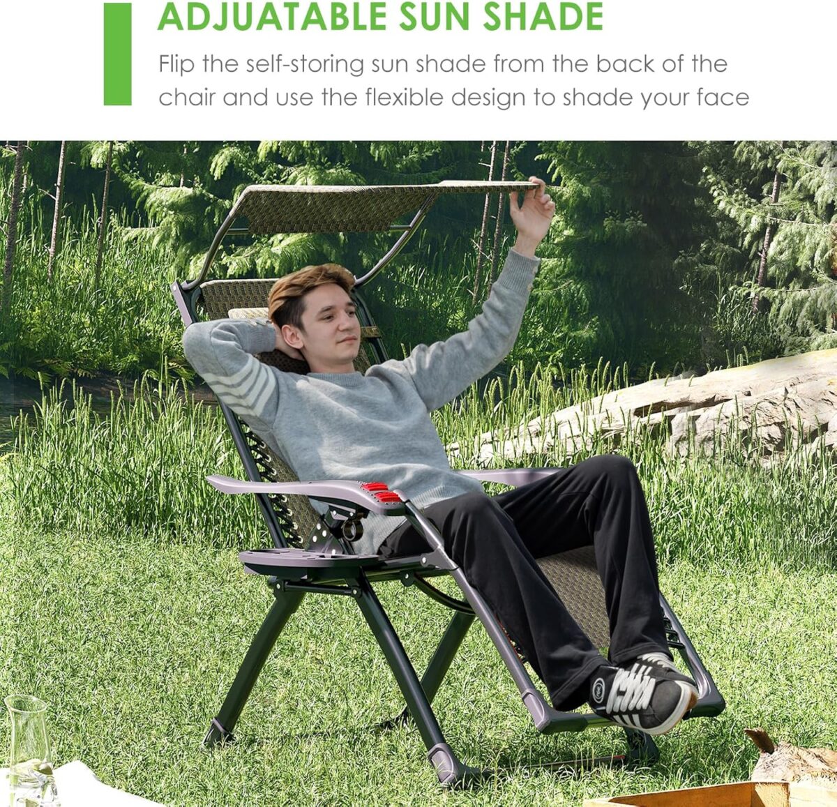 Ultimate Comfort Zero Gravity Recliner with Adjustable Canopy - Image 4