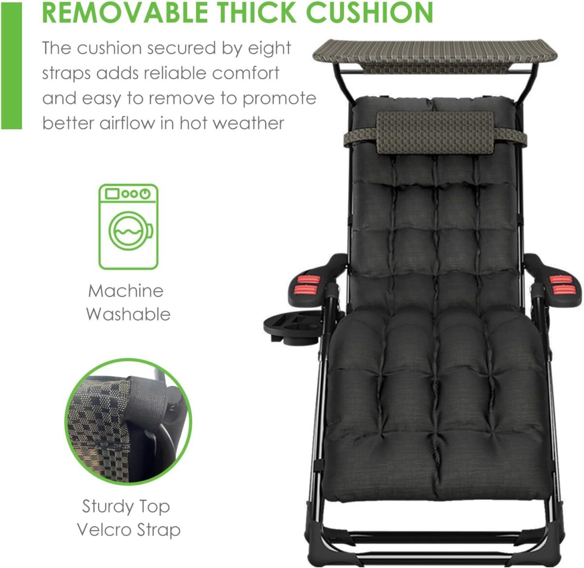 Ultimate Comfort Zero Gravity Recliner with Adjustable Canopy - Image 5