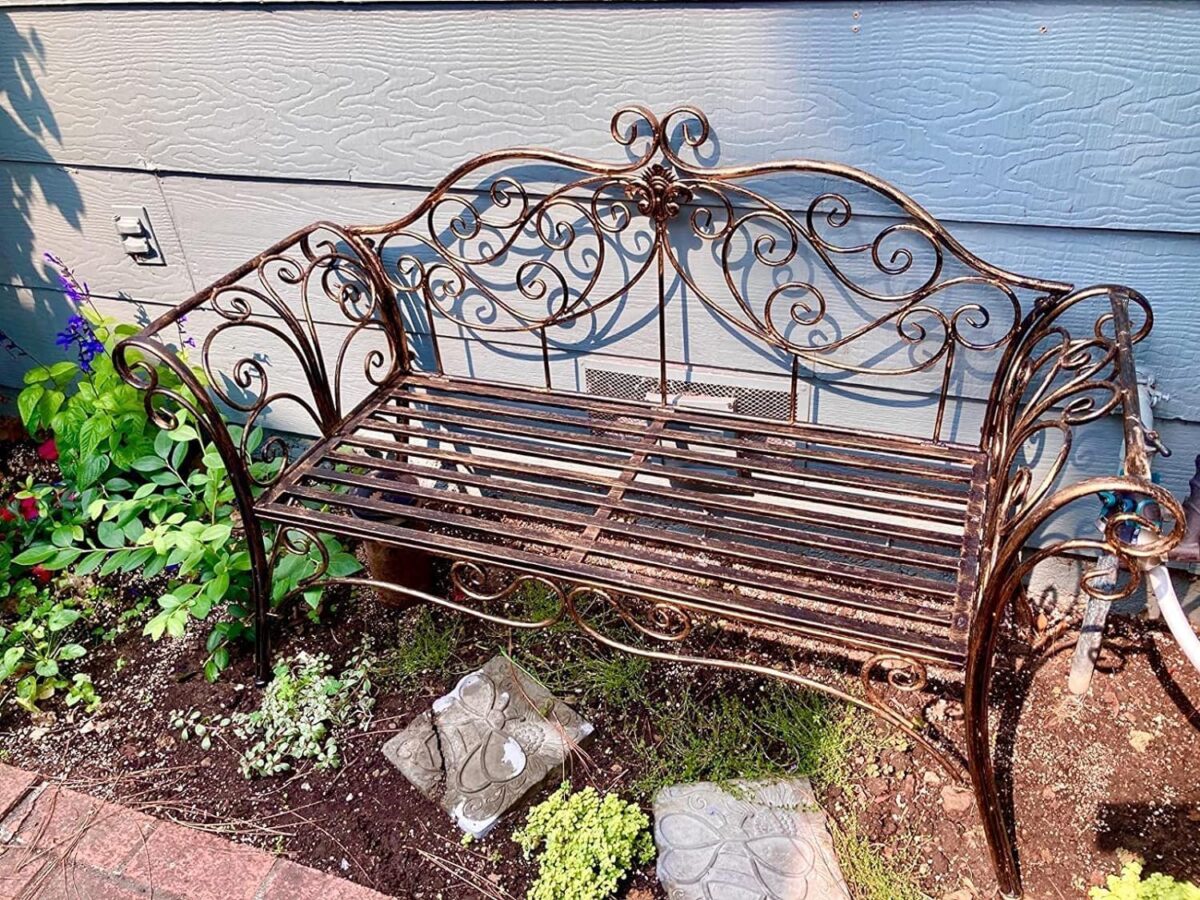 Classic 2-Seater Wrought Iron Garden Bench - Image 6