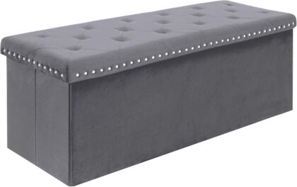 BONLIFE LuxeFold Velvet Storage Ottoman Bench