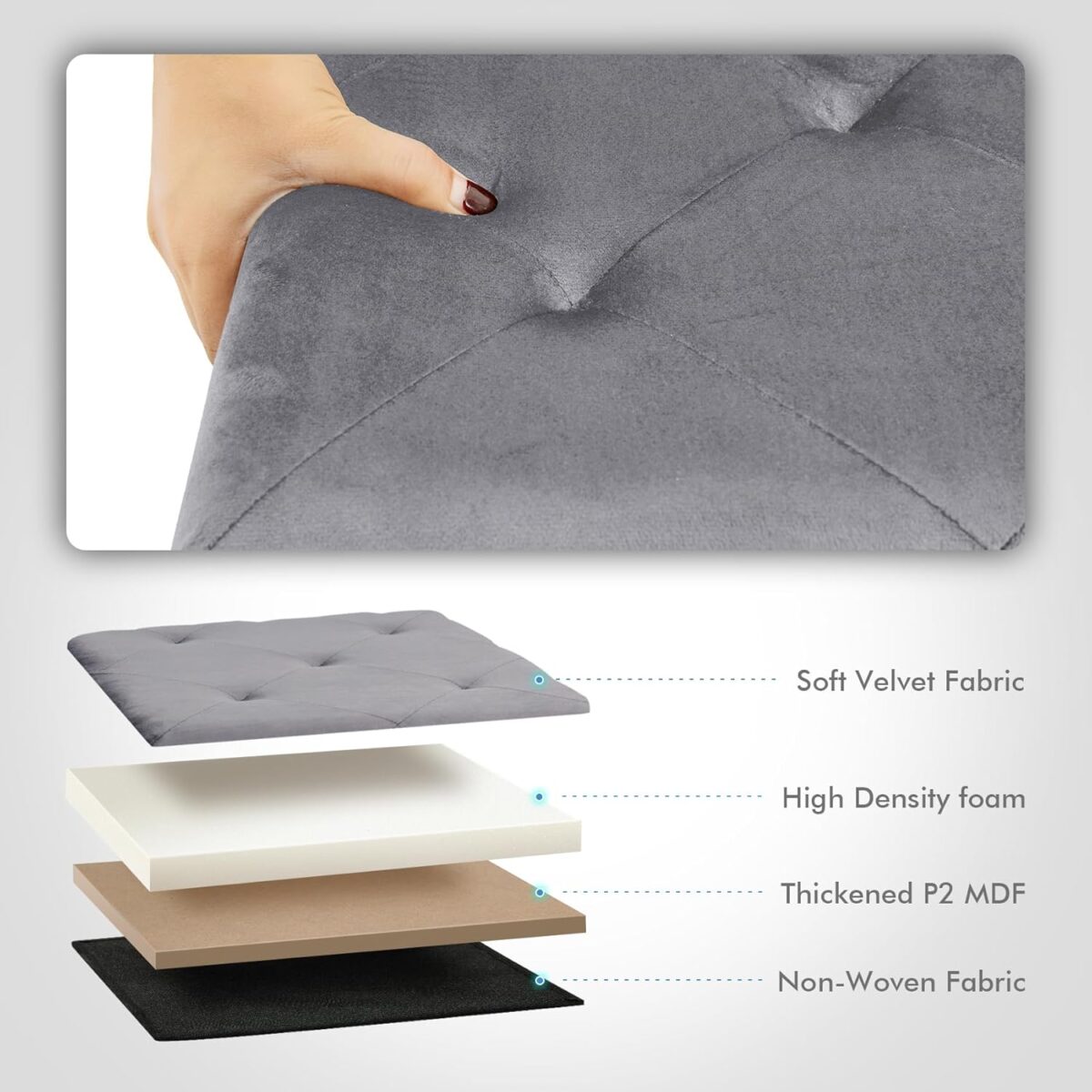 BONLIFE LuxeFold Velvet Storage Ottoman Bench - Image 5