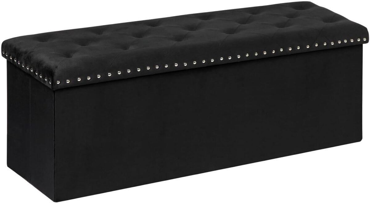 BONLIFE LuxeFold Velvet Storage Ottoman Bench - Image 7