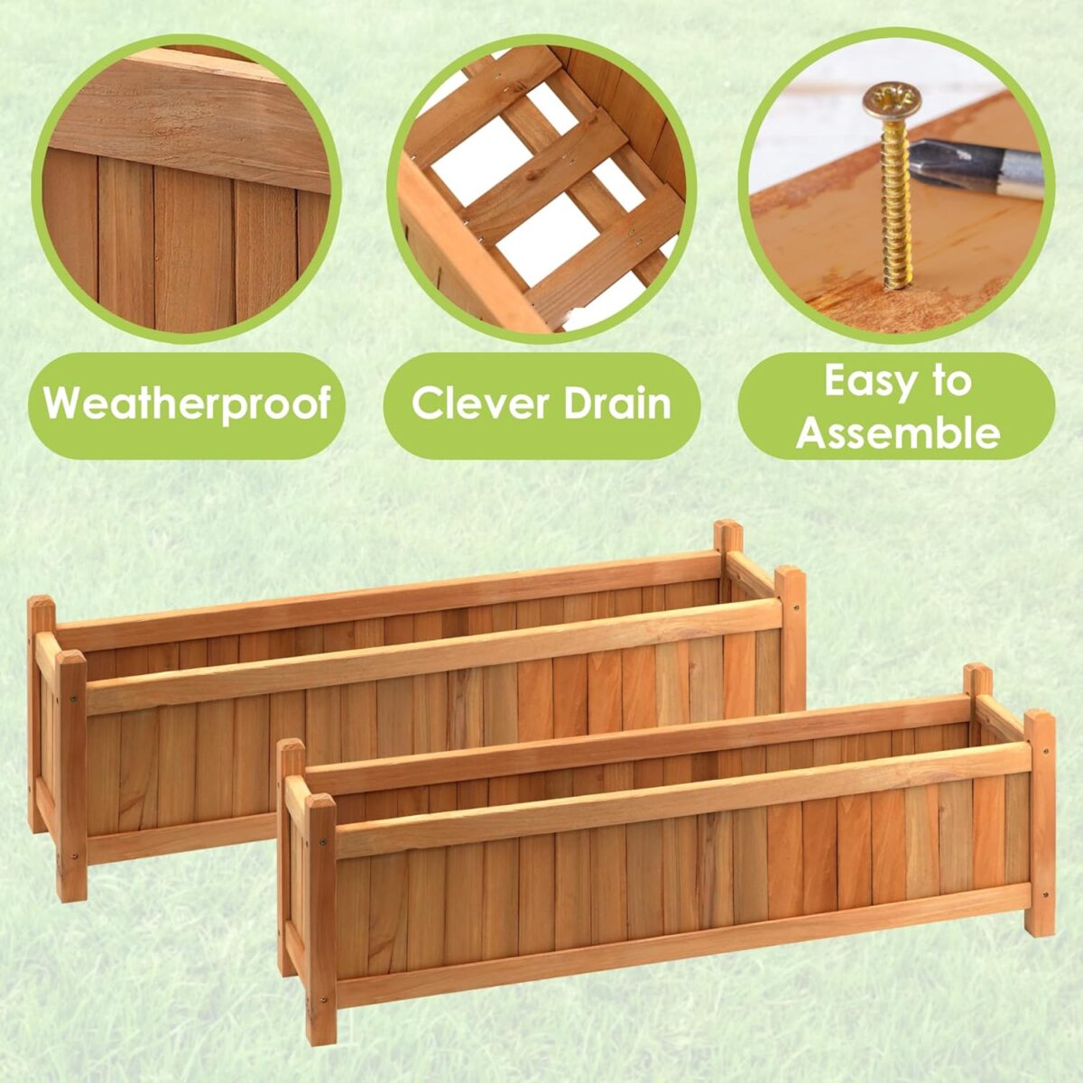 GEEZY Classic Wooden Raised Garden Planters (Set of 2) - Image 4