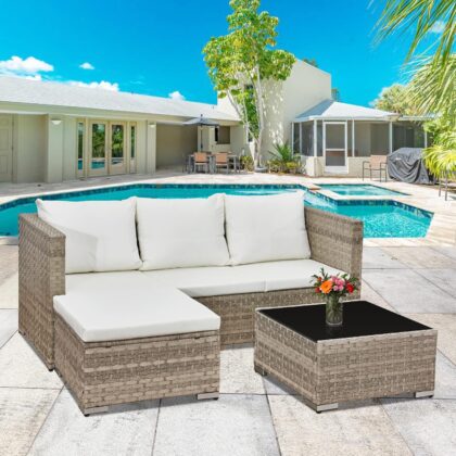 Aweather 4-Seater Rattan Garden Lounge Set