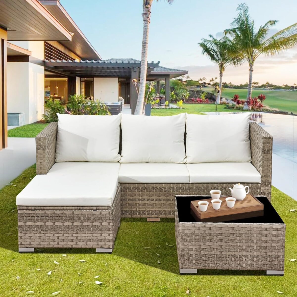 Aweather 4-Seater Rattan Garden Lounge Set - Image 3