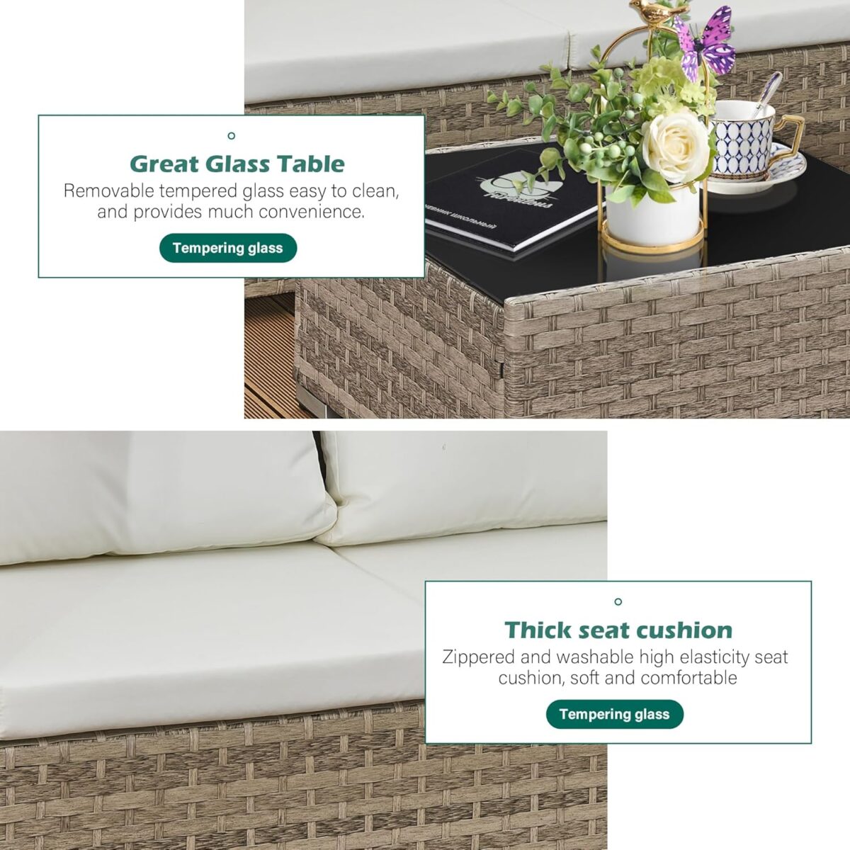 Aweather 4-Seater Rattan Garden Lounge Set - Image 4