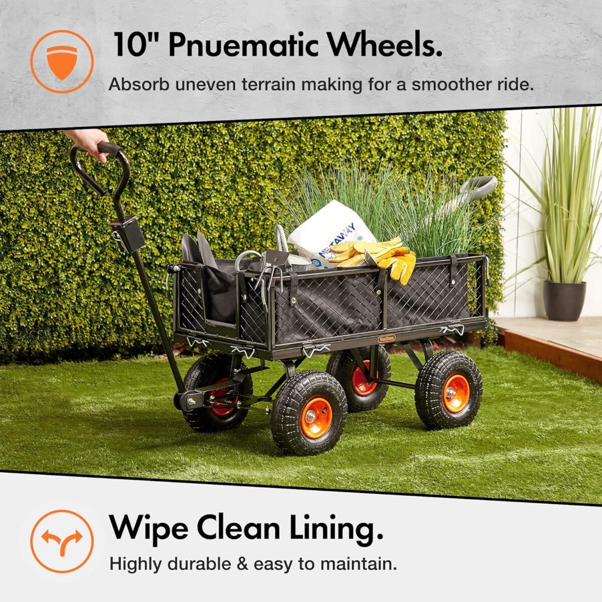 VonHaus Heavy-Duty Garden Utility Wagon - Image 2