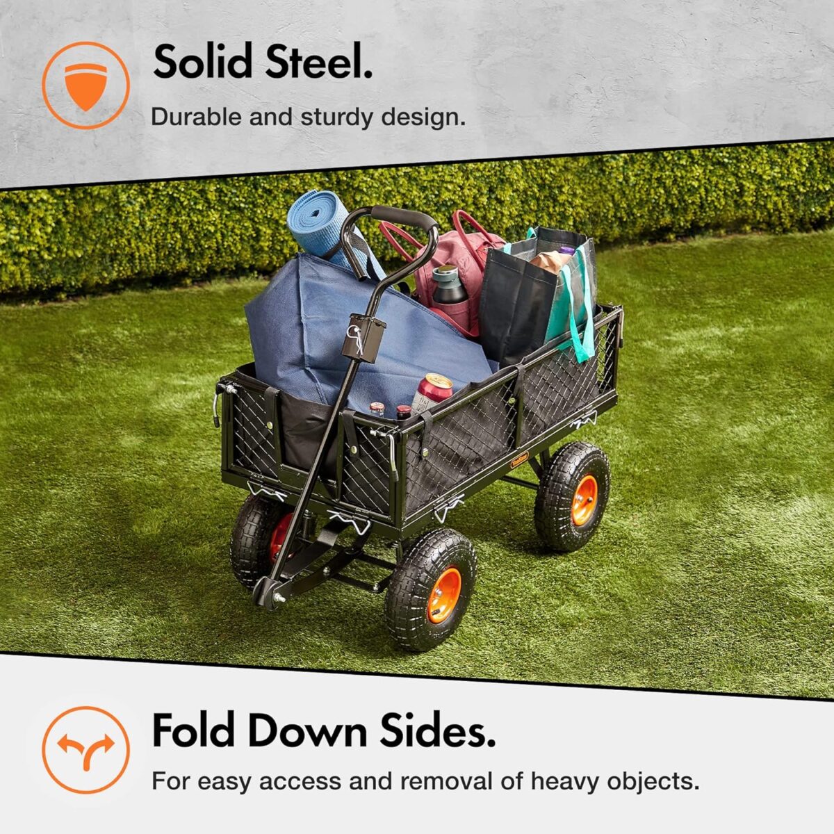 VonHaus Heavy-Duty Garden Utility Wagon - Image 3