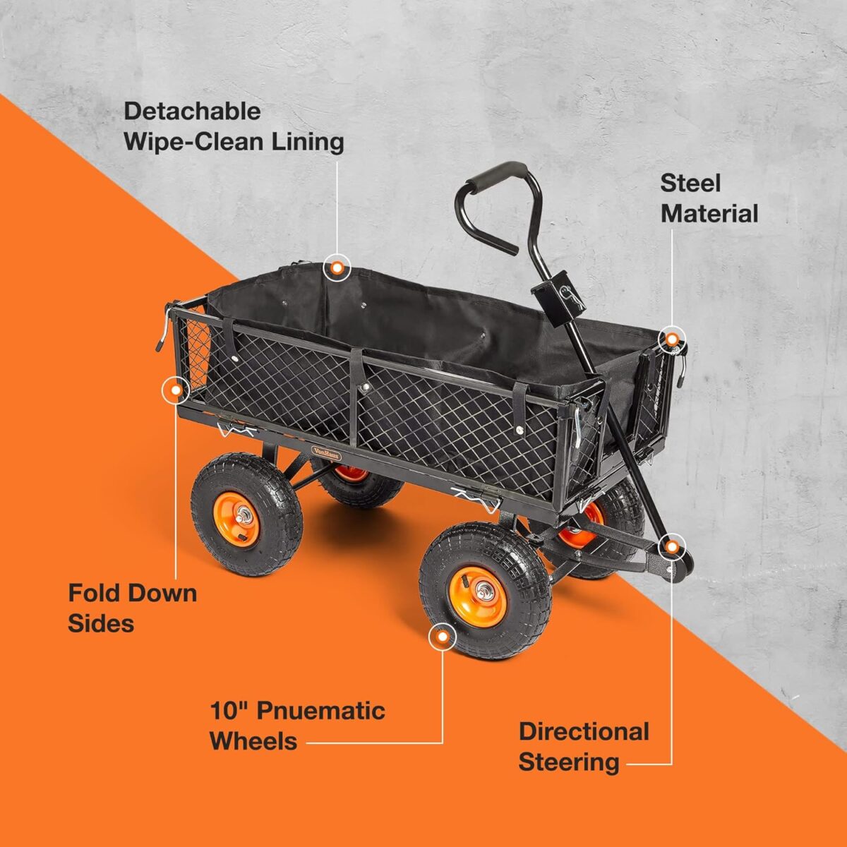VonHaus Heavy-Duty Garden Utility Wagon - Image 6
