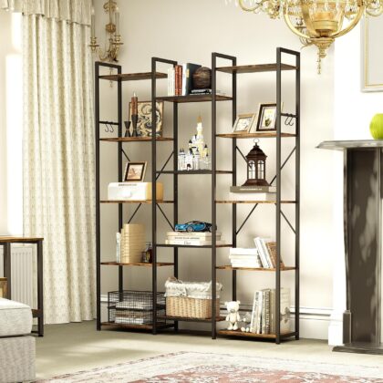YITAHOME 14-Tier Rustic Bookshelf & Display Rack