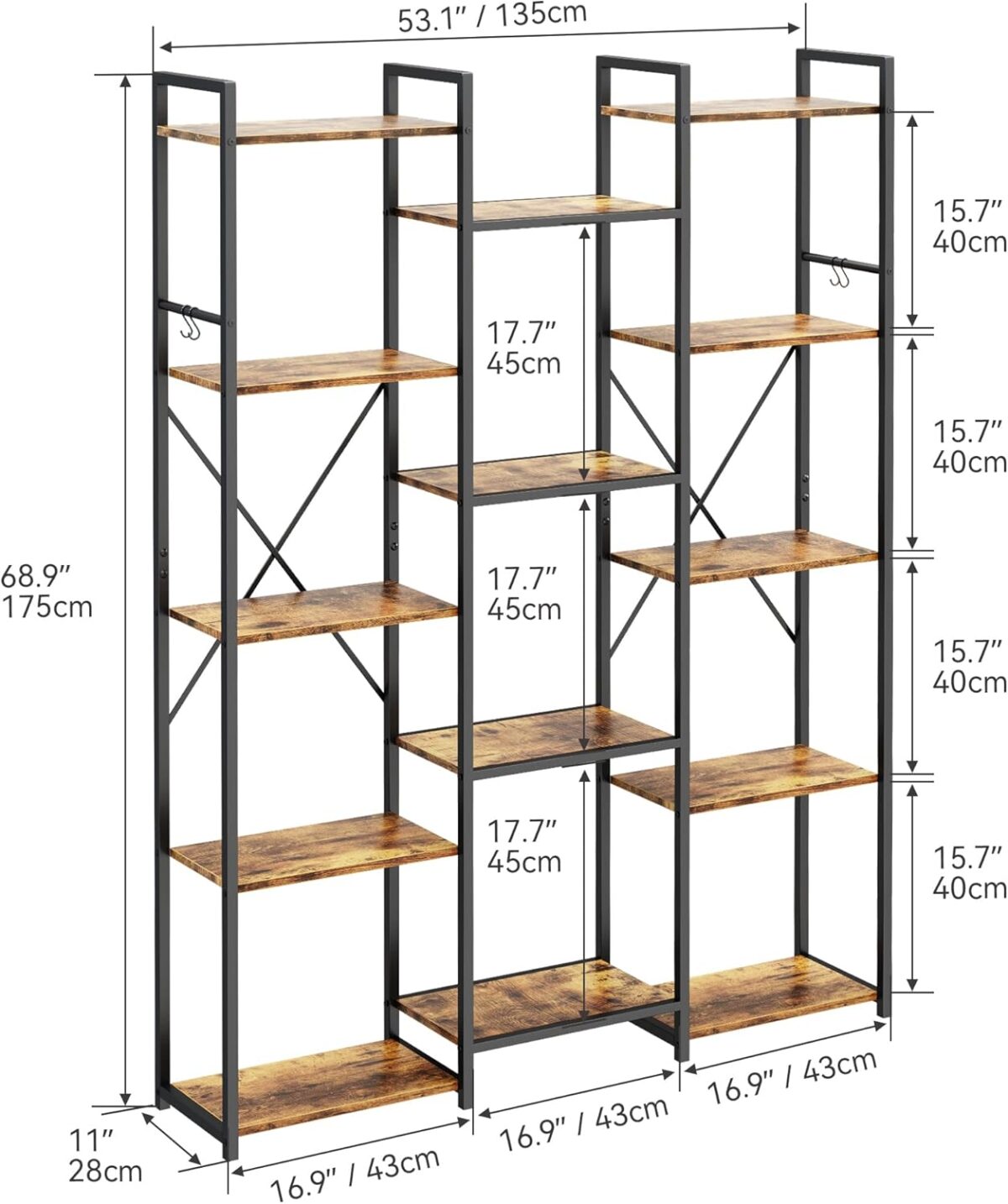 YITAHOME 14-Tier Rustic Bookshelf & Display Rack - Image 2