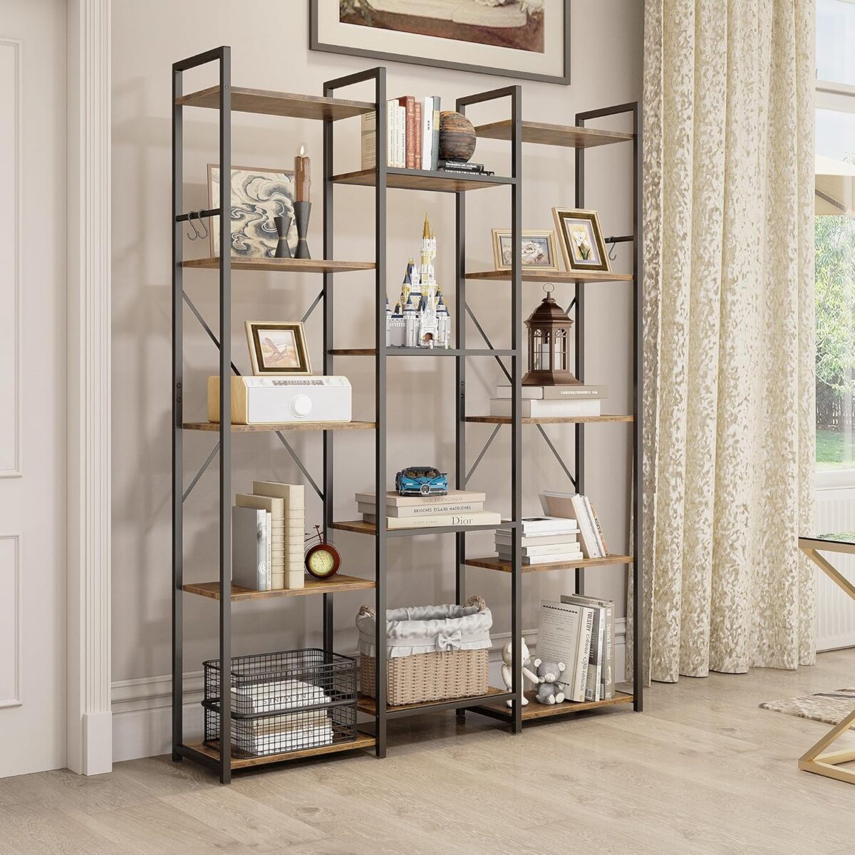 YITAHOME 14-Tier Rustic Bookshelf & Display Rack - Image 3